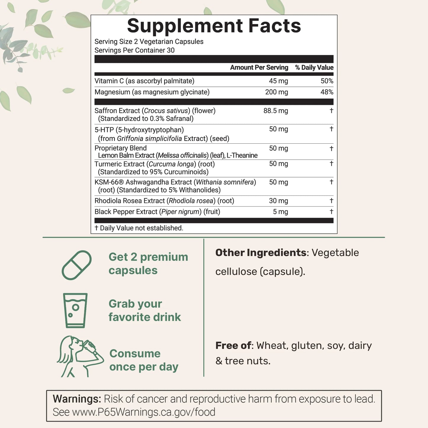 Micro Ingredients Saffron+ Advanced Supplements, 60 Veggie Capsules