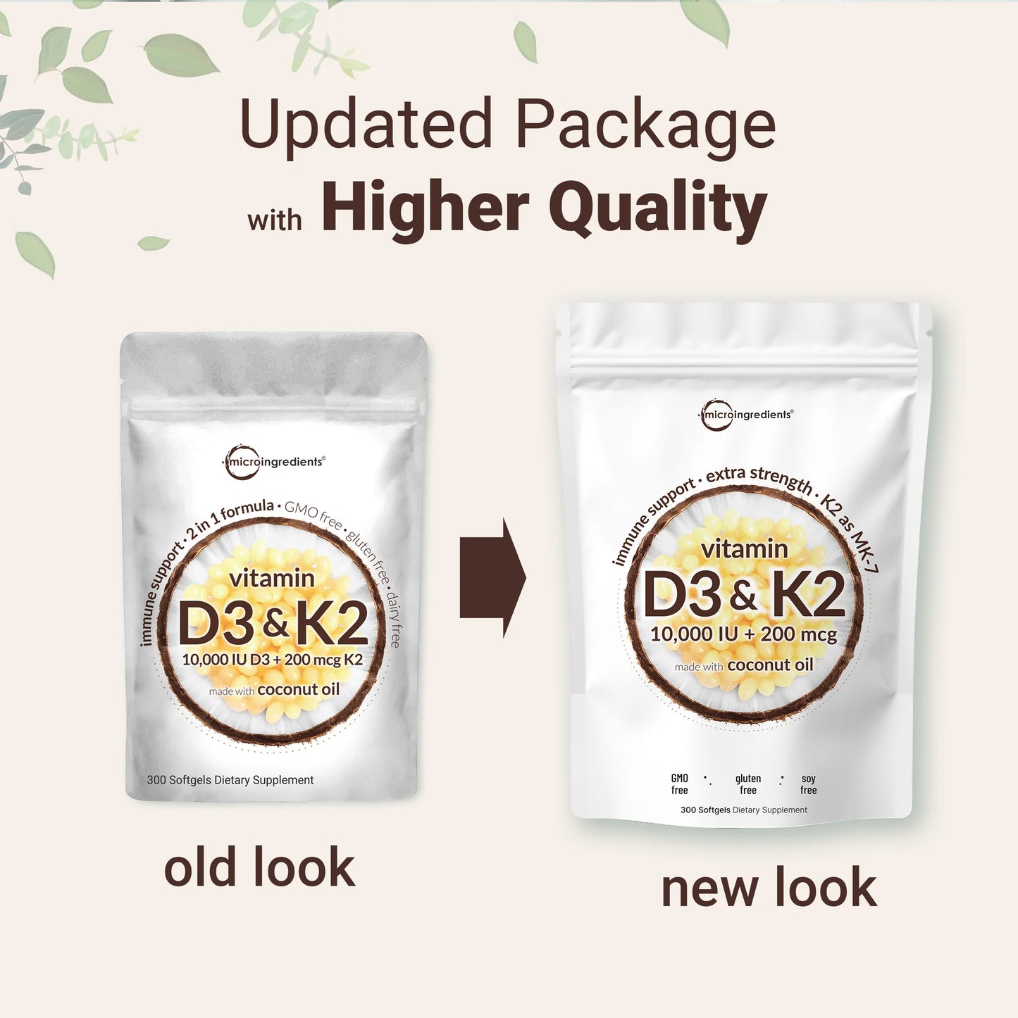 Micro Ingredients Vitamin D3 K2 Supplement Softgels