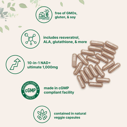 Micro Ingredients Liposomal NAD+ Ultimate 1,000mg, 60 Veggie Capsules